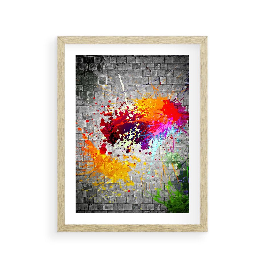 Plakat w ramie 30x40 - Ekspresja Graffiti - farba, graffiti - rama drewno