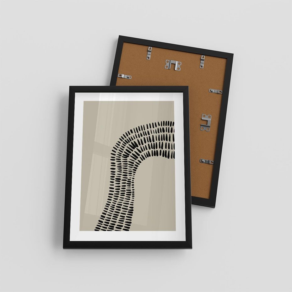 Plakat w ramie 30x40 - Migotliwa Innowacyjna Ekspresja - boho plakat, czarne kropki kreski - rama czarna