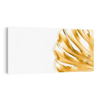 Obraz na płótnie 140x70 - Przyjemność dla Oczu - złote, liście