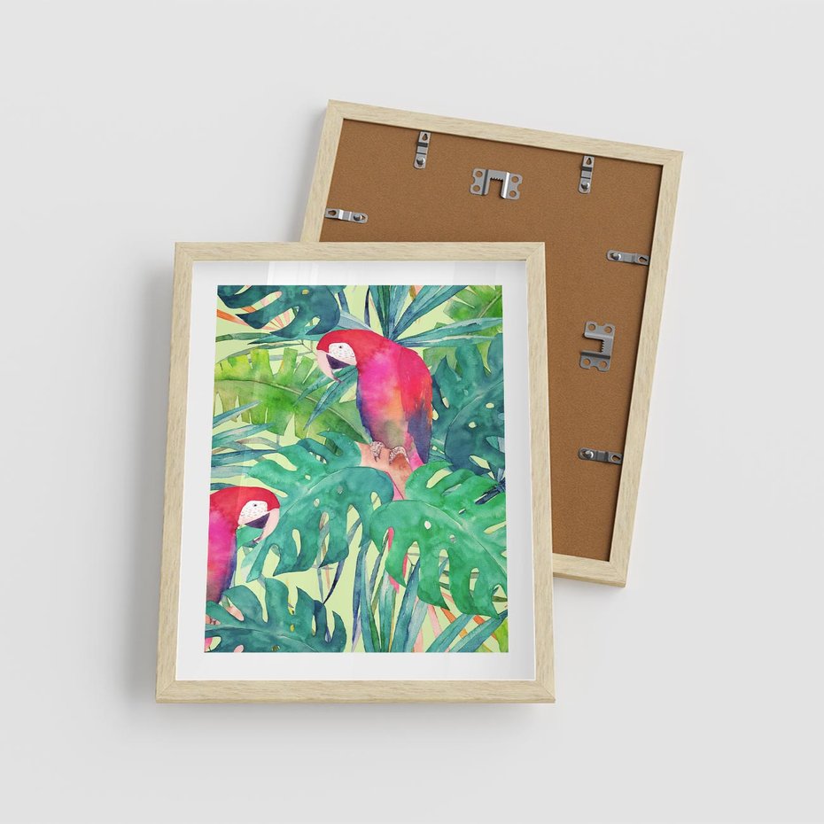 Plakat w ramie 40x50 - Egzotyczna Przygoda - tropikalne, liście - rama drewno