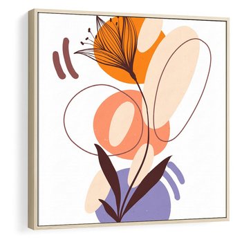 Obraz w ramie 80x80 - Kwiatowa Impresja - abstrakcyjna sztuka, plamy - rama drewno