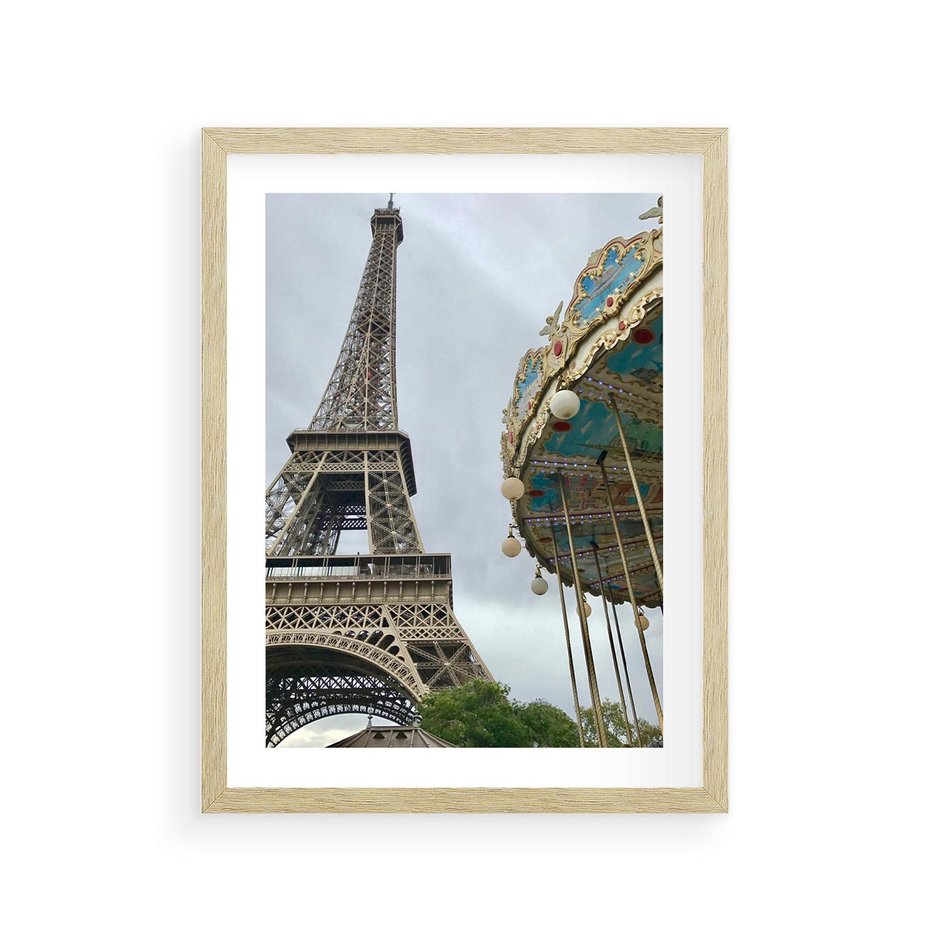 Plakat w ramie 30x40 - Delikatność kolorów - wieża, Eiffla - rama drewno