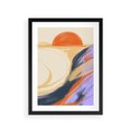 Plakat w ramie 30x40 - Pomarańczowy Horyzont - pastelowy krajobraz, nowoczesny plakat - rama czarna