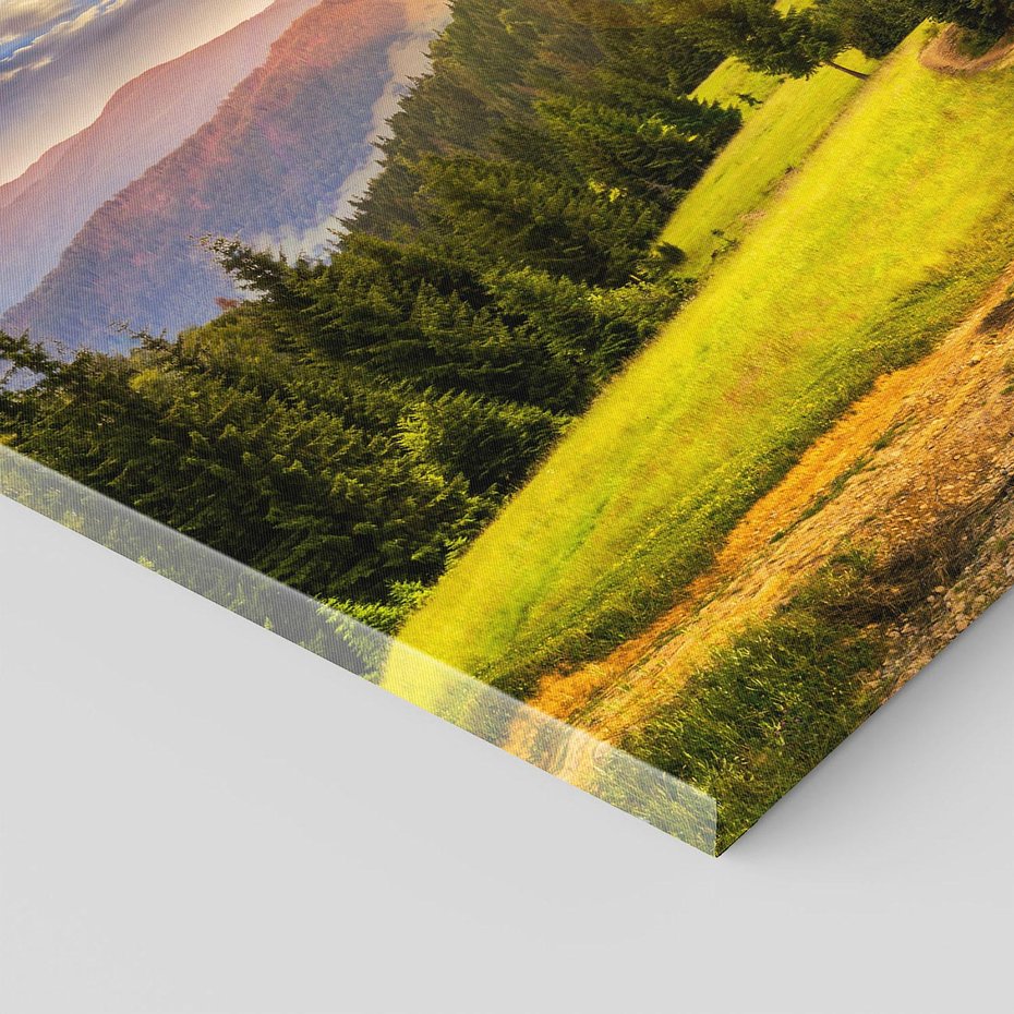 Obraz na płótnie 40x40 - Zachód słońca na łące - zachód, łąka