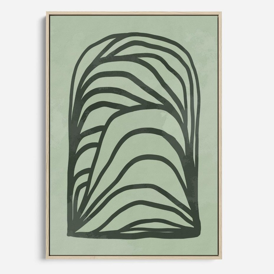 Obraz w ramie 50x70 - Zielonkawy Uścisk Natury - abstrakcyjny zielony motyw, skandynawski design - rama drewno