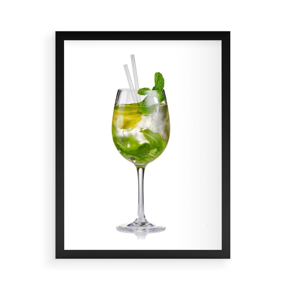Plakat w ramie 50x70 - Limonkowy drink w letnim stylu - drink, limonka - rama czarna
