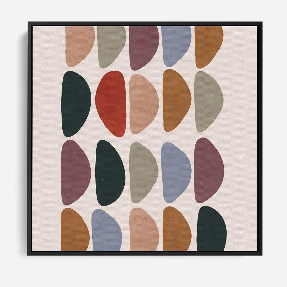 Obraz w ramie 50x50 - Granice Boho - abstrakcyjny obraz, geometryczna kompozycja - rama czarna