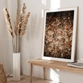 Plakat w ramie 50x70 - Suchość Liści w Brązowych Tonach - suche liście jesień brąz - rama drewno