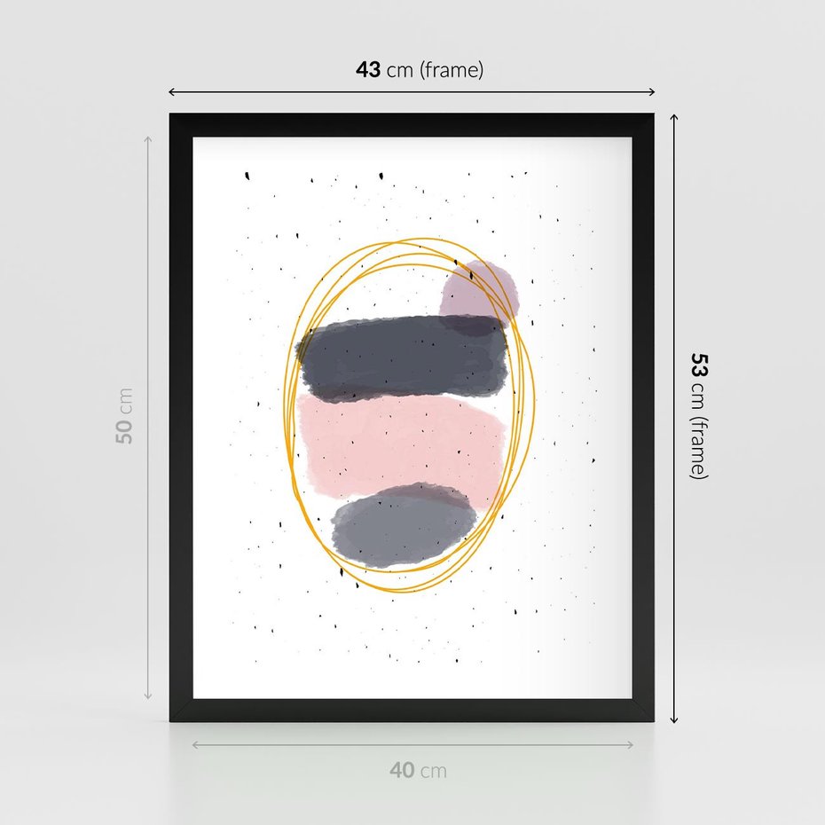 Plakat w ramie 40x50 - Migocące Odbicia - abstrakcyjna kompozycja, jak ręcznie malowana - rama czarna