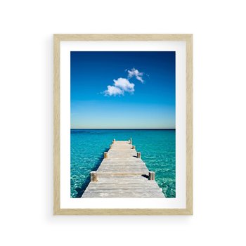 Plakat w ramie 50x70 - Letnie Morskie Uczucie - morze, pomost - rama drewno
