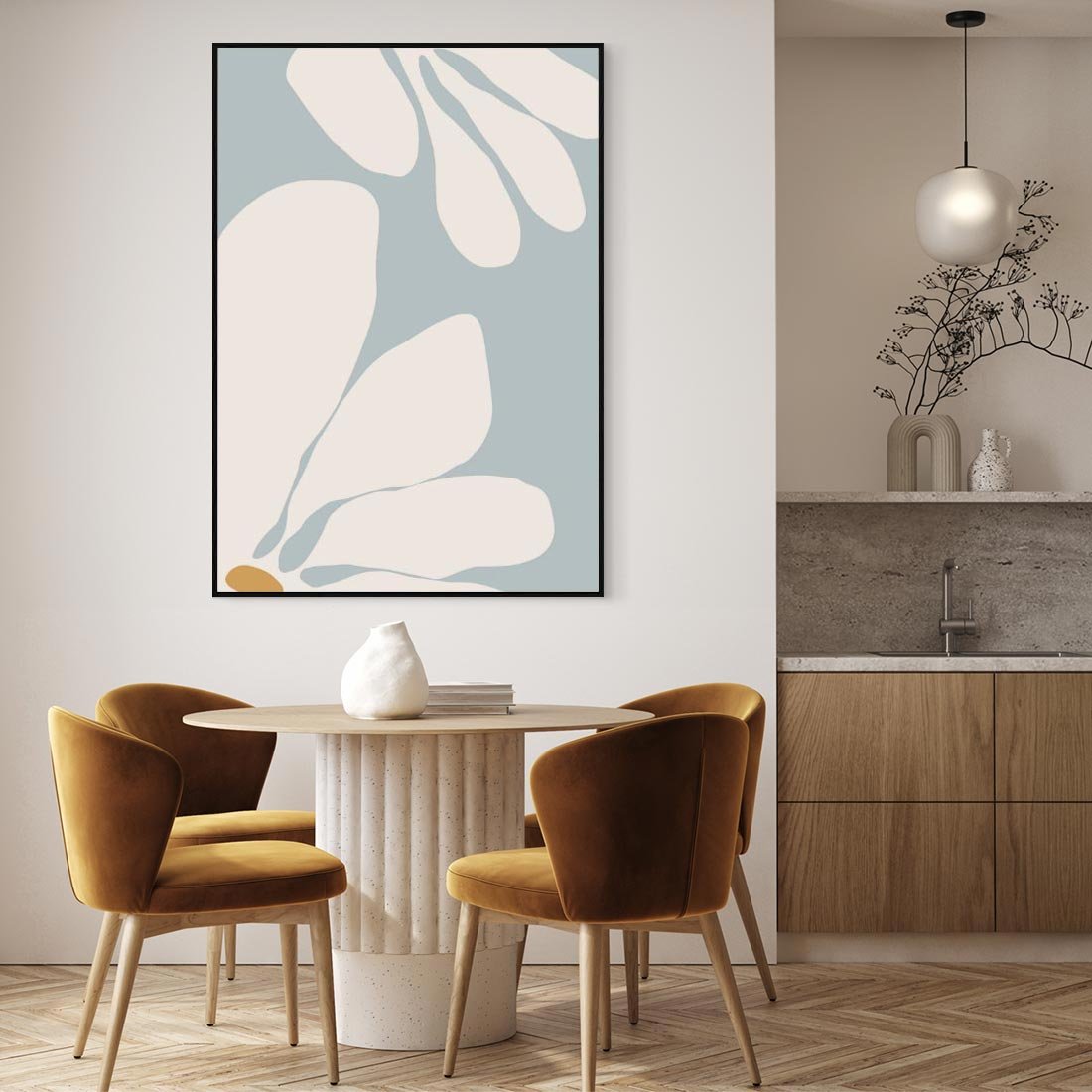 Obraz w ramie 70x100 - Pastelowe Marzenia Kwiatów - kwiaty, nowoczesne i minimalistyczne - rama czarna