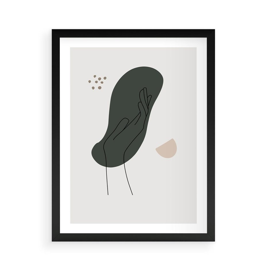 Plakat w ramie 50x70 - Tajemnicze Impulsy - szkic jedną linią, one lone - rama czarna