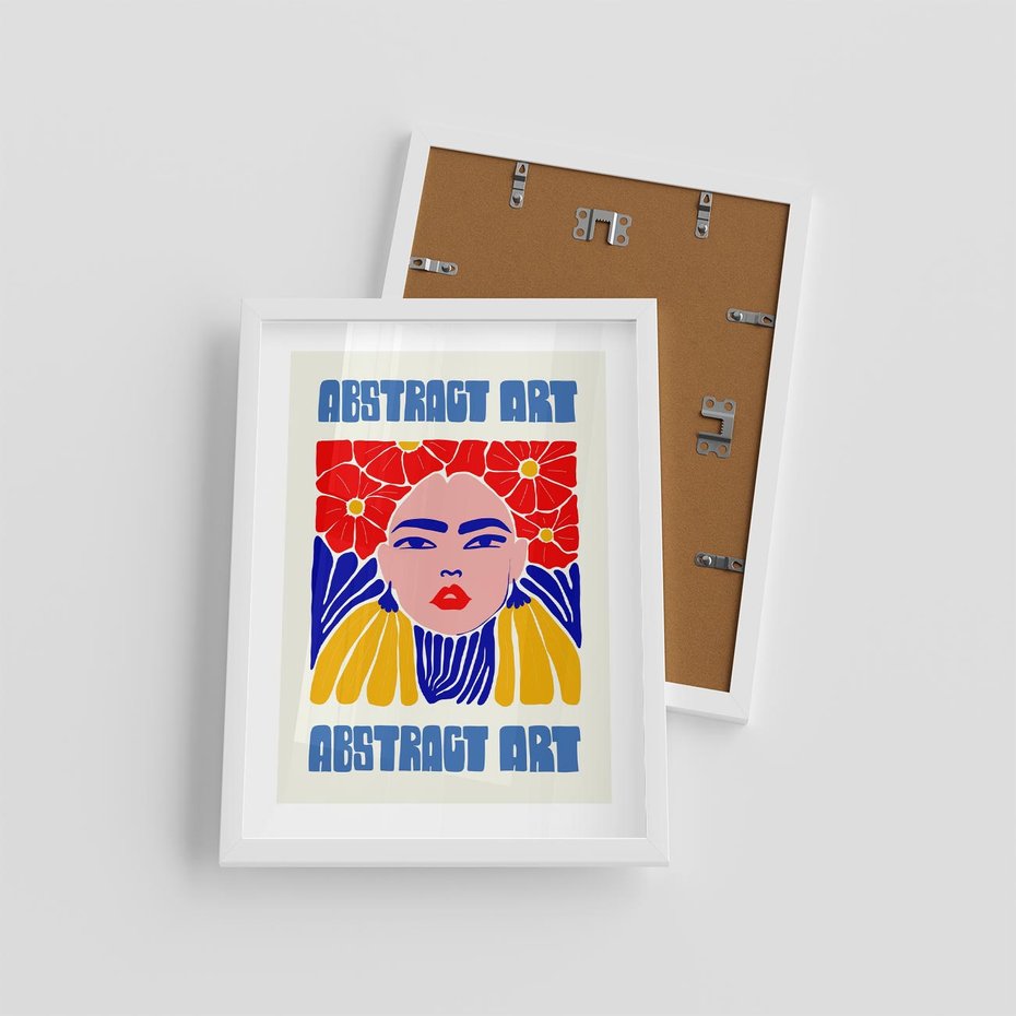 Plakat w ramie 30x40 - Przenikające Refleksje - sztuka abstrakcyjna, nowoczesny plakat - rama biała