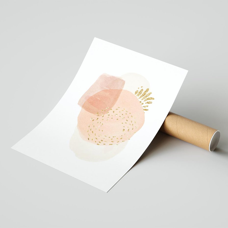 Plakat bez ramy 21x30 - Migotliwe Kształty i Plamy - abstrakcyjne akwarelowe plamy, minimalizm