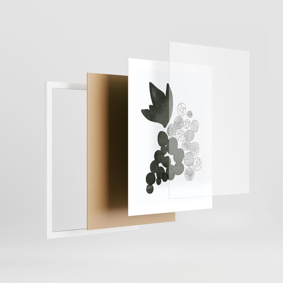 Plakat w ramie 30x40 - Grono Abstrakcji - minimalistyczny plakat, winogrona - rama biała