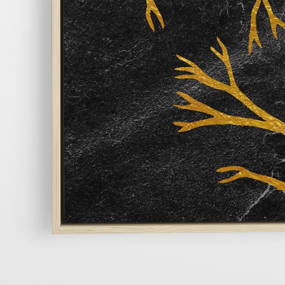 Obraz w ramie 100x70 - Marmurowe Drzewa Snu - złote gałęzie, drzewa - rama drewno