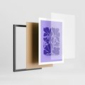 Plakat w ramie 50x70 - Migocące Boho Wibracje - kwiaty, energetyczne fioletowe tło - rama czarna