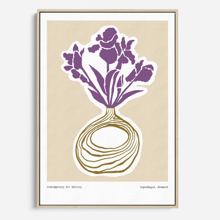 Obraz w ramie 50x70 - Migocące Anomalie - abstrakcyjne liście, kwiaty tropikalne w wazonie - rama drewno