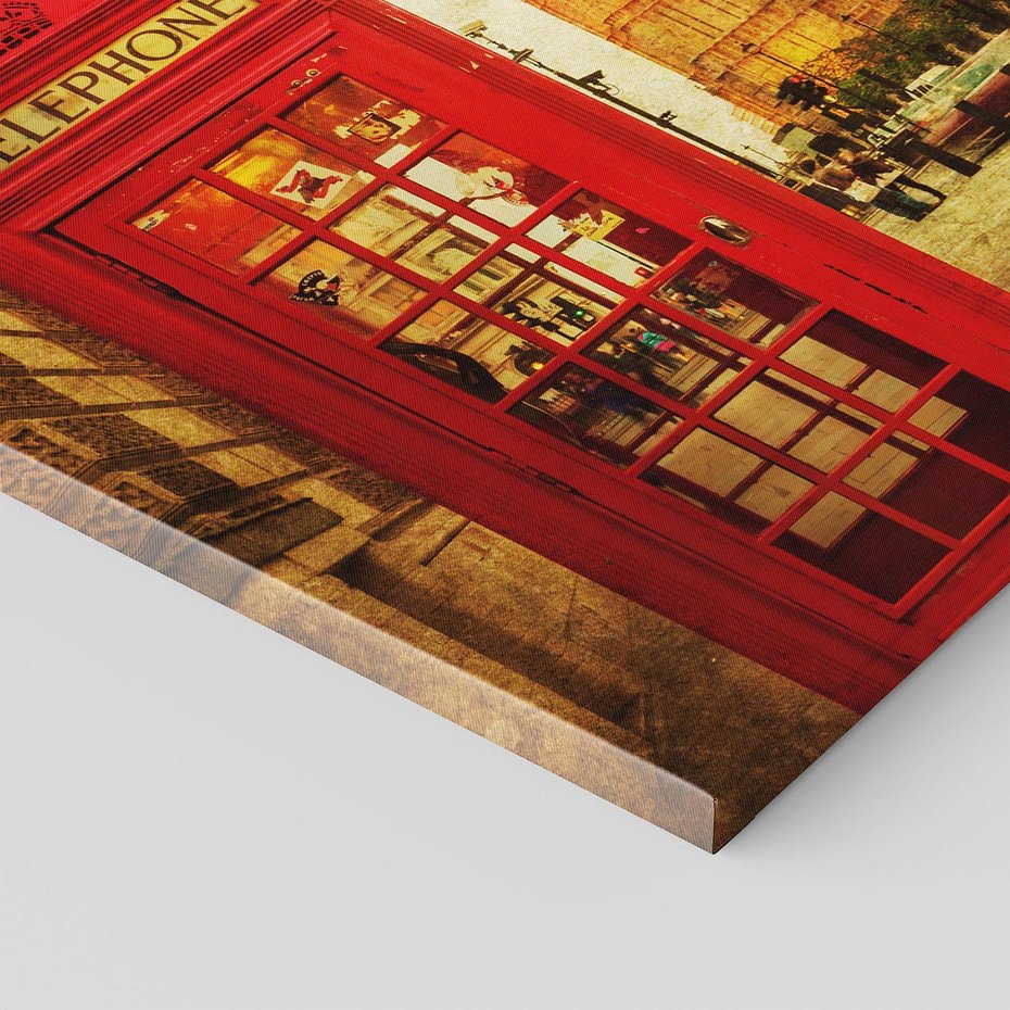 Obraz na płótnie 80x80 - Ikoniczna budka telefoniczna w Londynie - sepia, budka