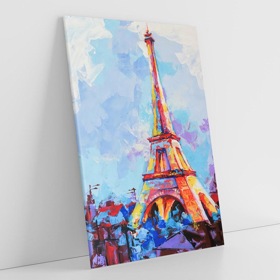 Obraz na płótnie 80x120 - Paryska Wieża - olejny abstrakcyjny obraz, wieża eiffla