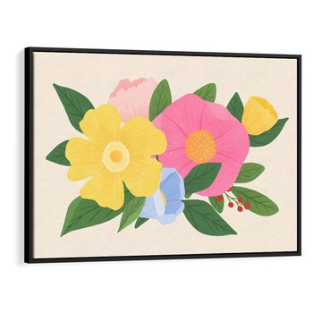 Obraz w ramie 100x70 - Kwiatowy Uśmiech - kwiaty, akwarela - rama czarna