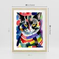 Plakat w ramie 40x50 - Koci Przyjaciel - abstrakcyjny obraz, akwarela - rama drewno