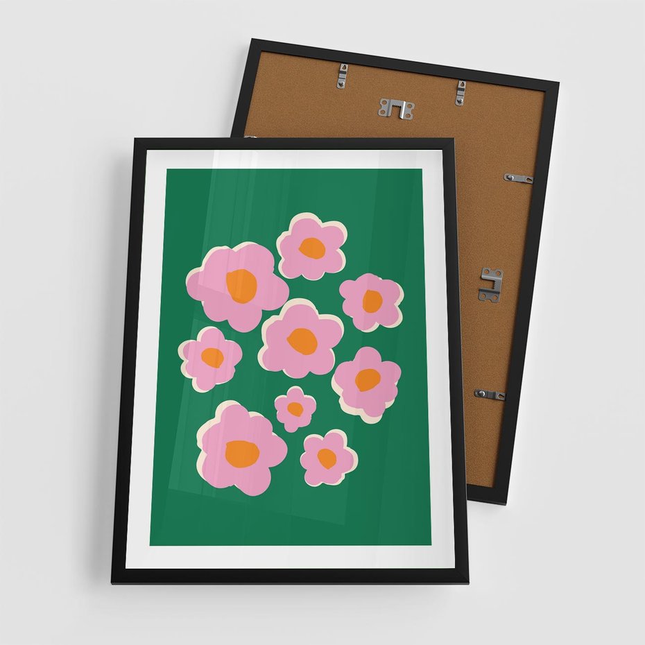 Plakat w ramie 50x70 - Przenikające Refleksje - abstrakcyjny plakat, boho styl - rama czarna