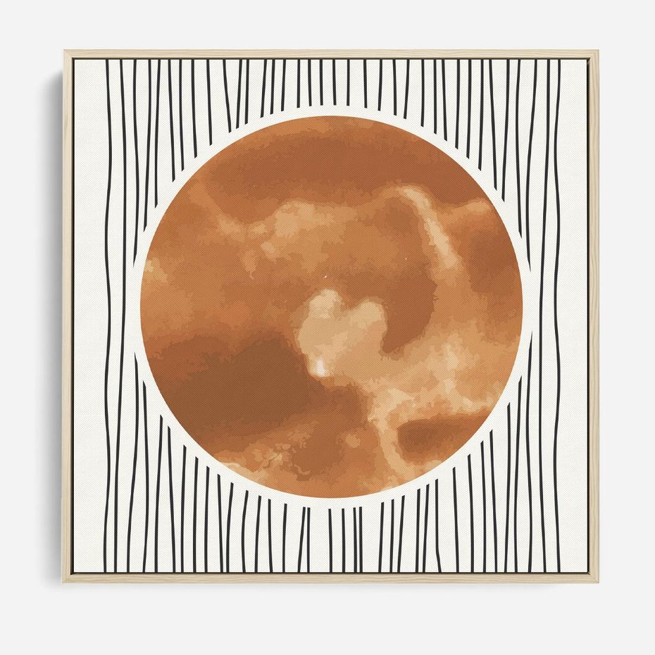 Obraz w ramie 80x80 - Eteryczne Krągłe Echa - boho obraz, geometria - rama drewno