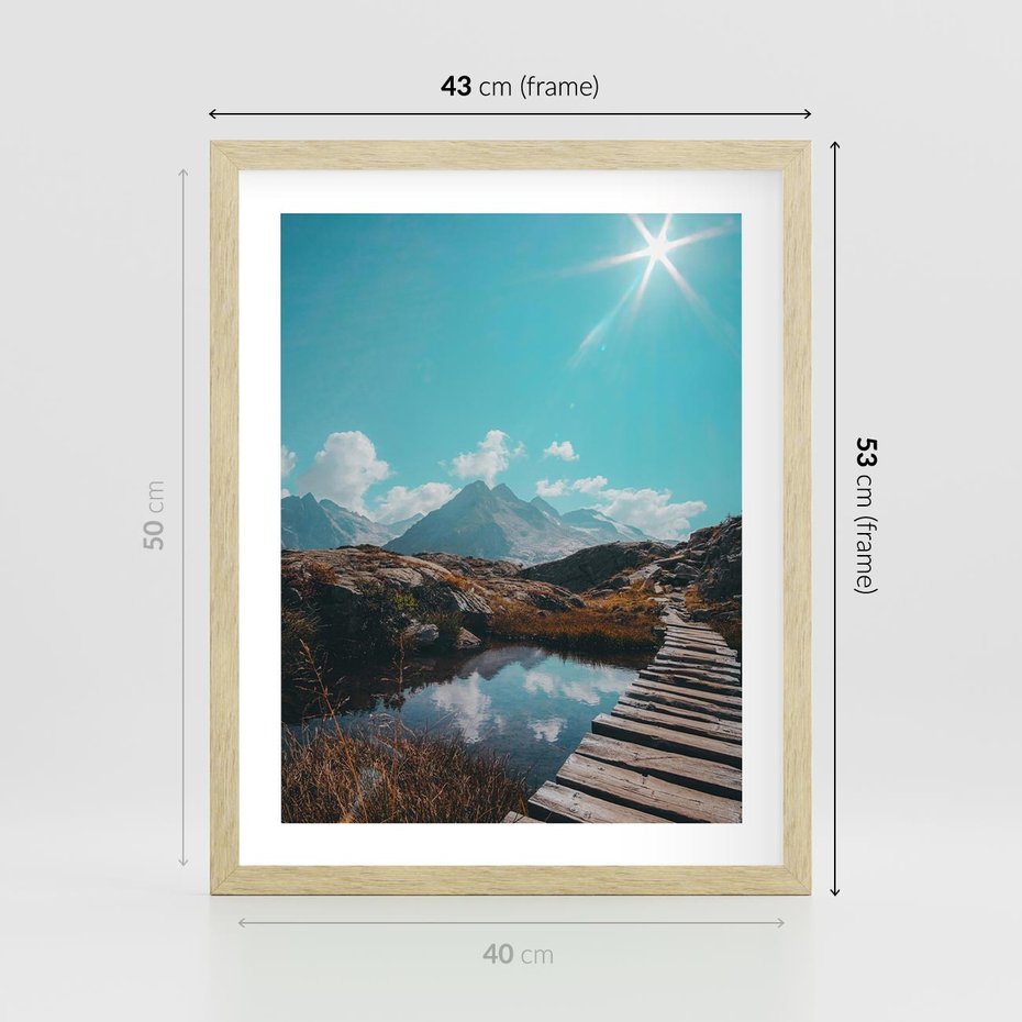 Plakat w ramie 40x50 - Inspirujący Pejzaż - ścieżka, górska - rama drewno