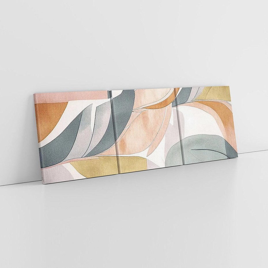 Obraz na płótnie 90x30 - Beżowe Akwarele - pastelowe akwarele, kształty