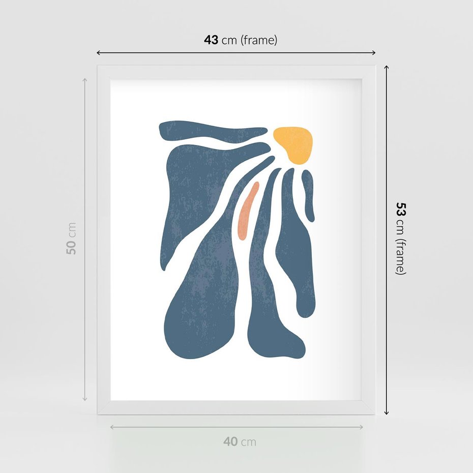 Plakat w ramie 40x50 - Melodia Kolorowych Płatków - nowoczesna kwiatowa grafika, styl retro - rama biała