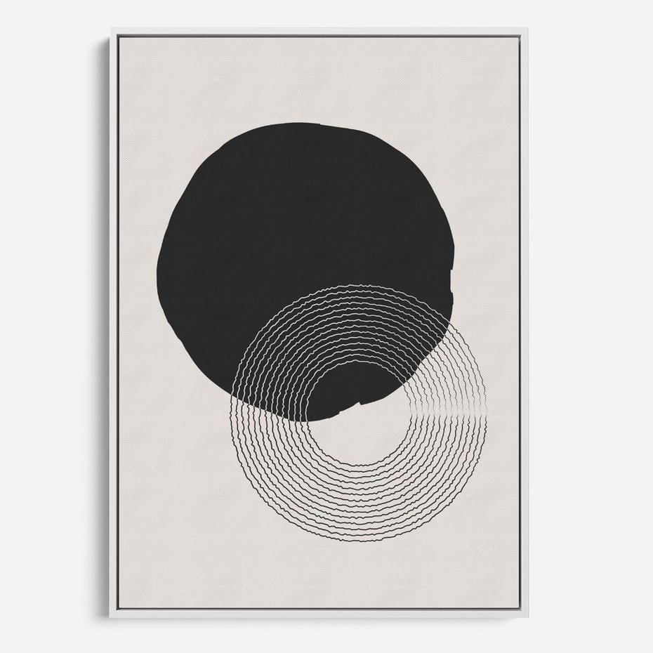 Obraz w ramie 70x100 - Migotliwa Opowieść - abstrakcyjna kompozycja, okręgi - rama biała