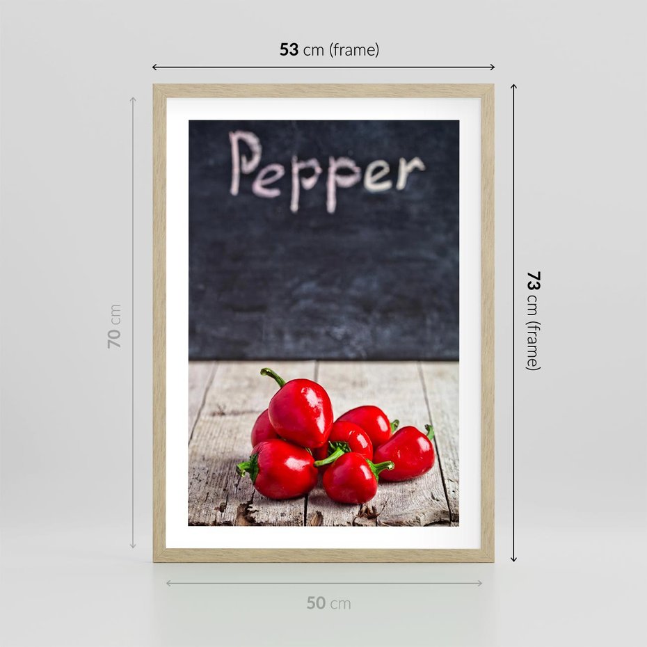 Plakat w ramie 50x70 - Eksploracja smaków - papryka, kuchnia - rama drewno
