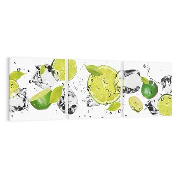 Obraz na płótnie 150x50 - Ekscentryczne limonki z wodą - limonki, woda