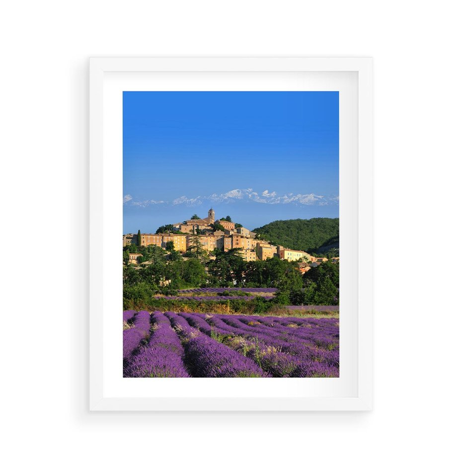 Plakat w ramie 40x50 - Prowansalska Aura - lawenda, Prowansja - rama biała