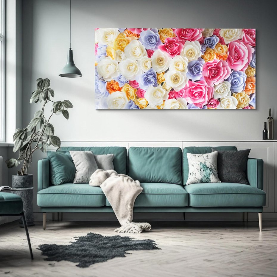 Obraz na płótnie 120x60 - Elegancja w kwiatach - kwiaty, róże