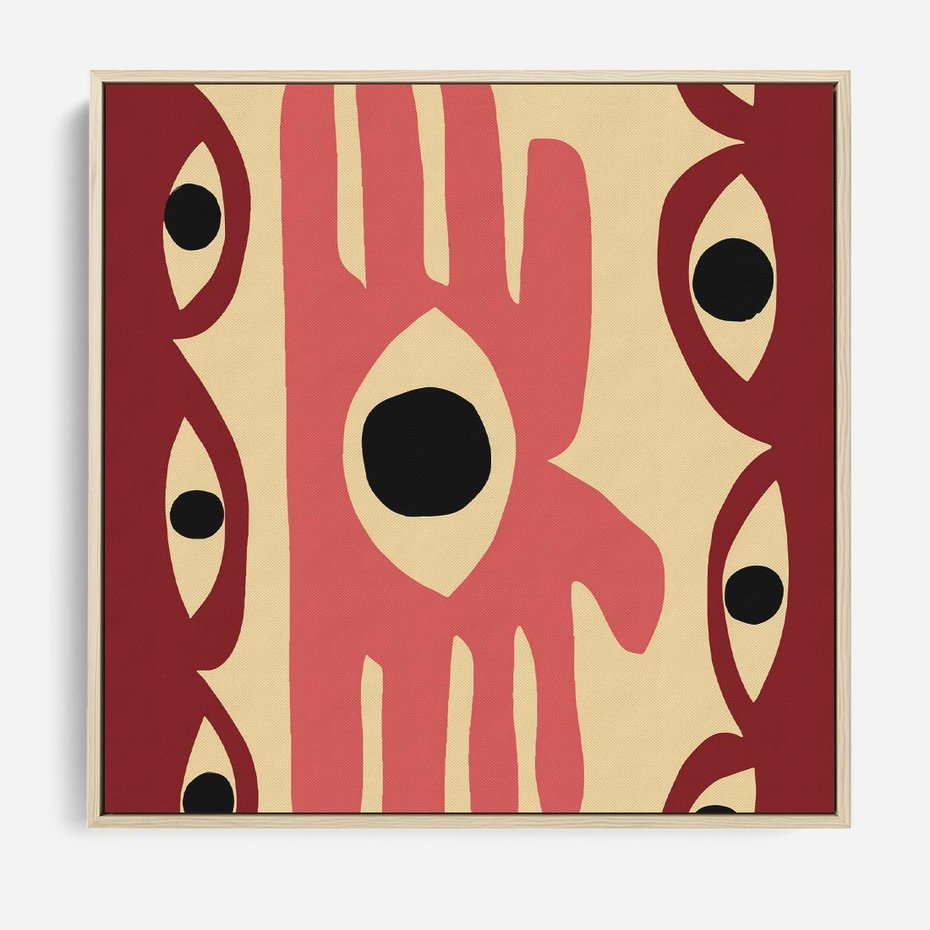 Obraz w ramie 80x80 - Migotliwe Kształty - abstrakcyjny obraz, boho styl - rama drewno