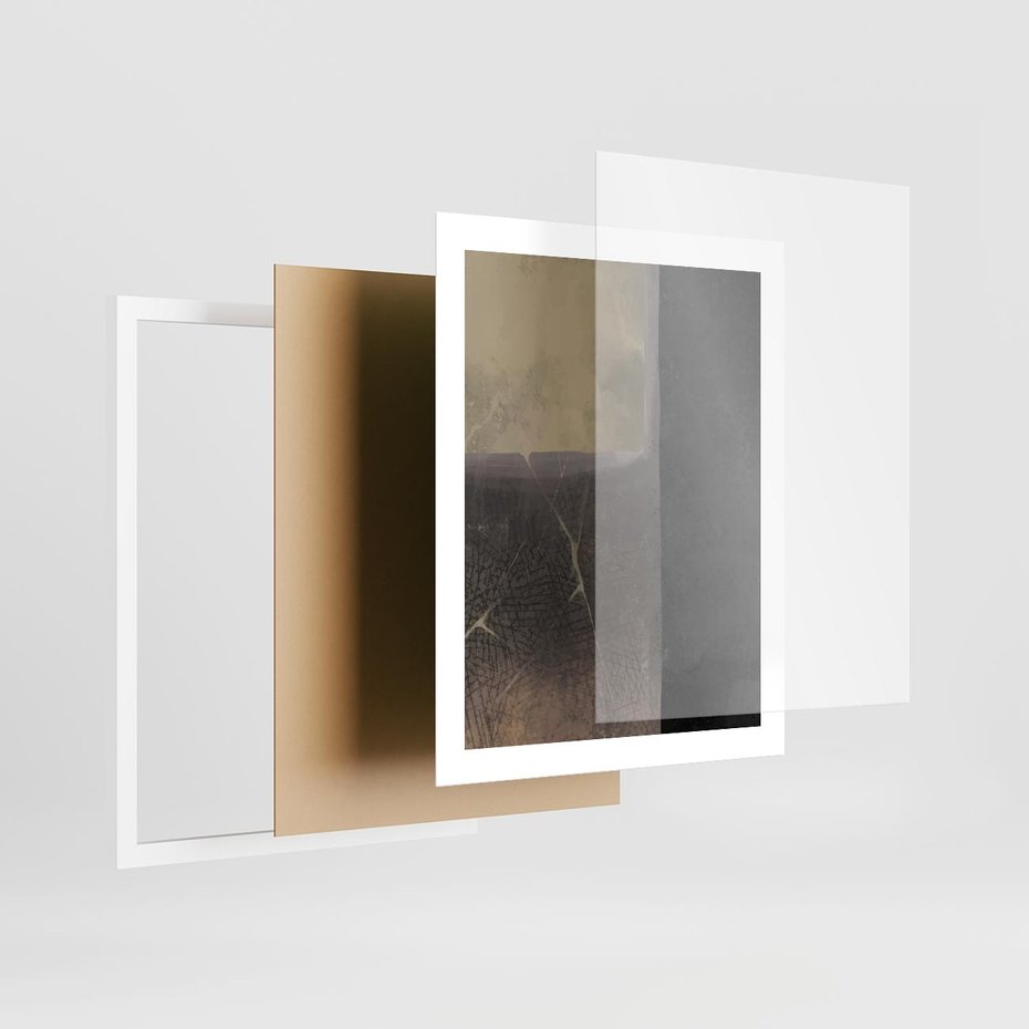 Plakat w ramie 40x50 - Kształty Urywane - mroczny plakat, nowoczesne wnętrza - rama biała