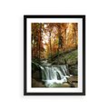 Plakat w ramie 30x40 - Jesienny wodospad w lesie - wodospad, las - rama czarna