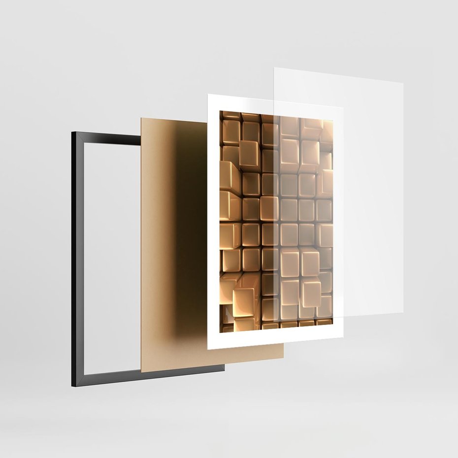 Plakat w ramie 30x40 - Błyszcząca Elegancja - złoto, 3d - rama czarna