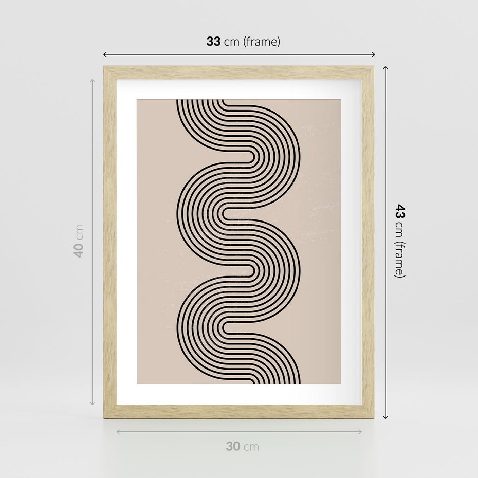 Plakat w ramie 30x40 - Bezgraniczne Odbicia - abstrakcyjne linie, geometria - rama drewno