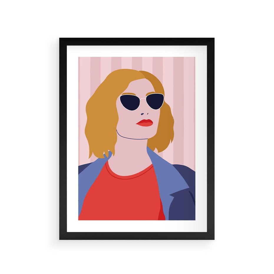 Plakat w ramie 30x40 - Kobieca Ekspresja - nowoczesny plakat, styl retro - rama czarna
