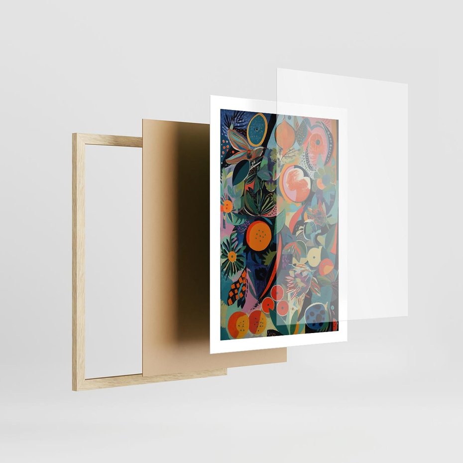 Plakat w ramie 50x70 - Echa Nietuzinkowych Wzorców - abstrakcyjny obraz olejny, jak picasso - rama drewno