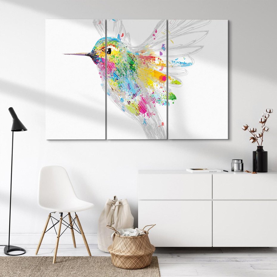 Obraz na płótnie 120x80 - Koliber w akwareli - akwarela, koliber