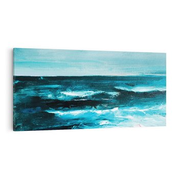 Obraz na płótnie 140x70 - Burza Nad Granatowym Oceanem - piękny marynistyczny obraz olejny, wzburzone ciemne morze