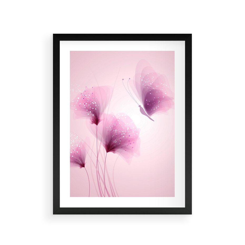 Plakat w ramie 30x40 - Akwarelowe Kwiaty w Pastelach - kwiaty, akwarelowe - rama czarna