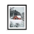Plakat w ramie 30x40 - Domek w Górach Pokryty Śniegiem - domek w górach, śnieg - rama czarna
