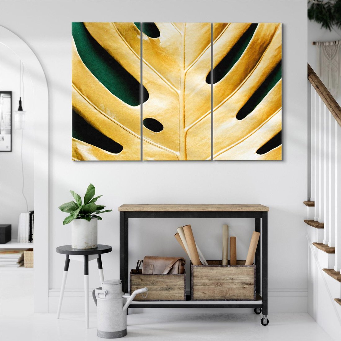 Obraz na płótnie 120x80 - Piękno i Styl - złote, liście
