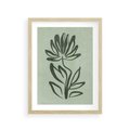 Plakat w ramie 30x40 - Zieleń Wyjątkowego Ukojenia - zielona abstrakcja, zgaszona zieleń - rama drewno