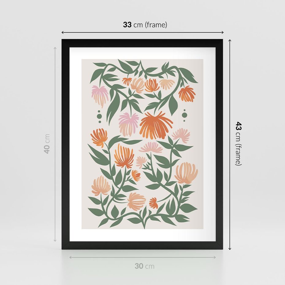 Plakat w ramie 30x40 - Kwiatowe Odbicia - kwiaty polne, plakat - rama czarna